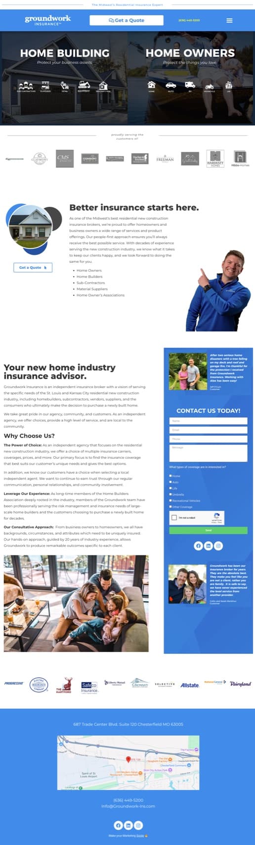 Independent insurance agency WordPress site and quote funnel