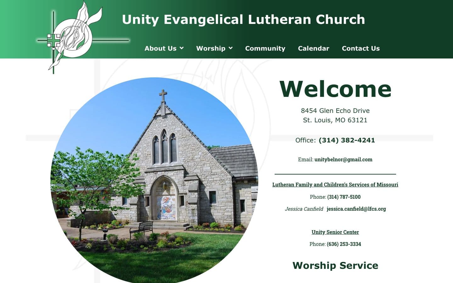 Unity Evangelical Lutheran Church website