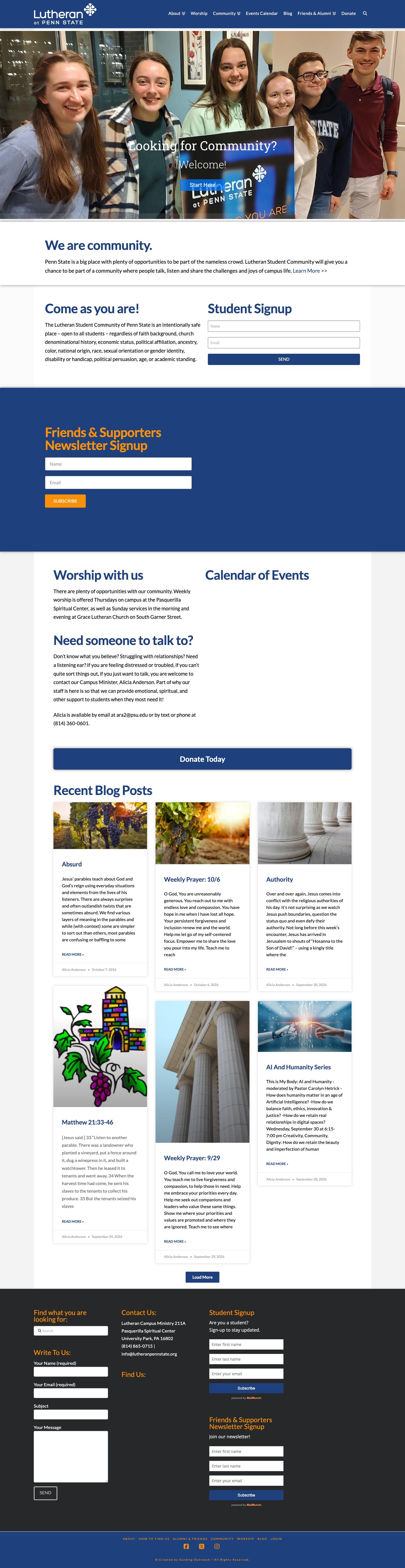 Lutheran at Penn State full website design