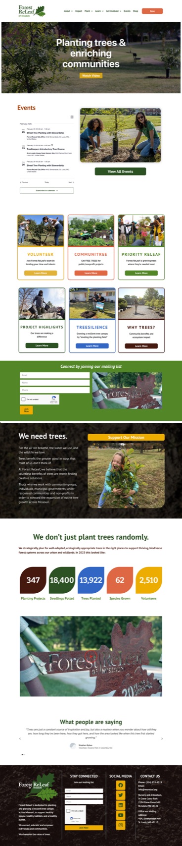 Forest ReLeaf full website design