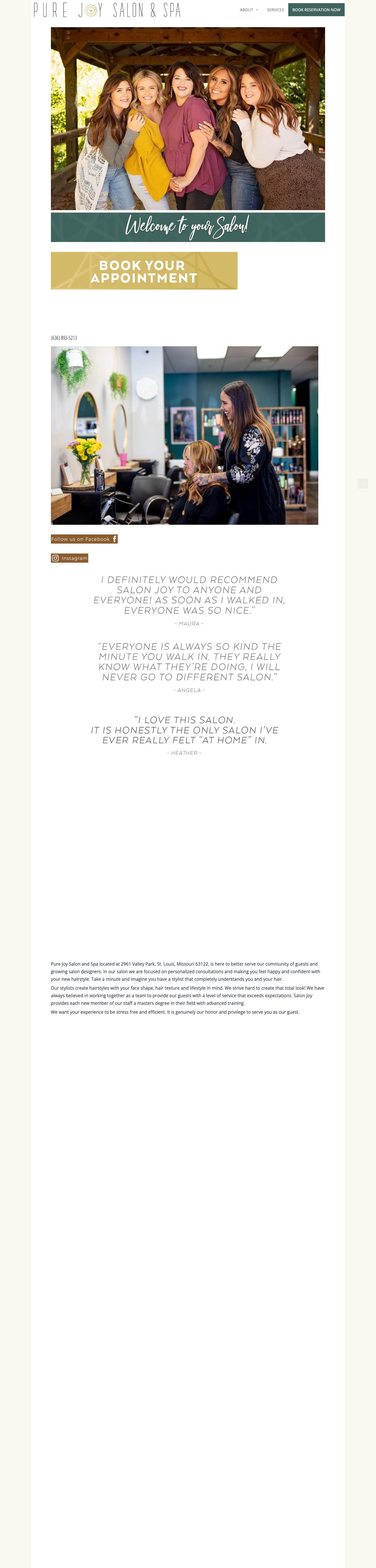 Pure Joy Salon & Spa full website design