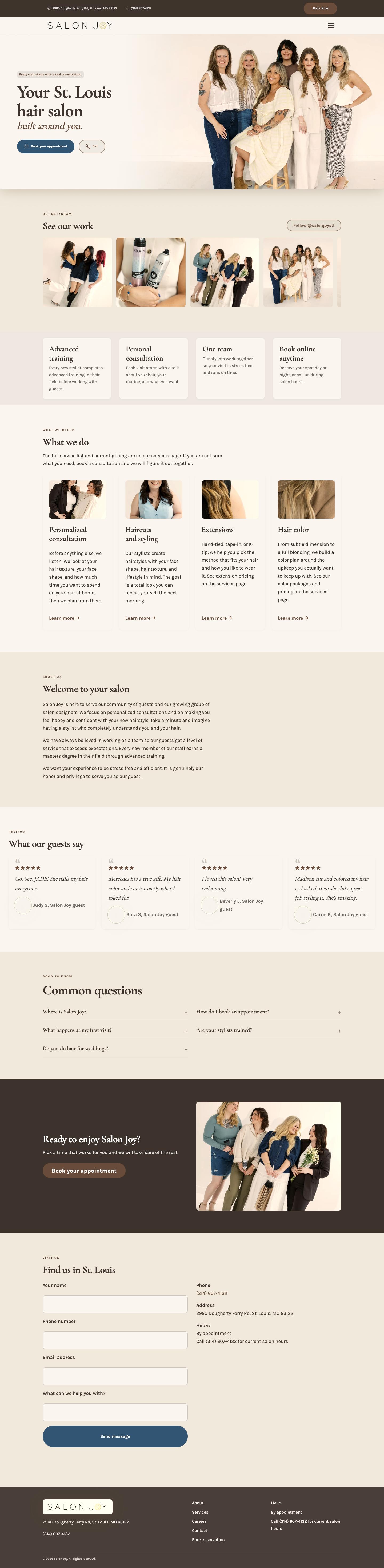 Salon Joy full website design